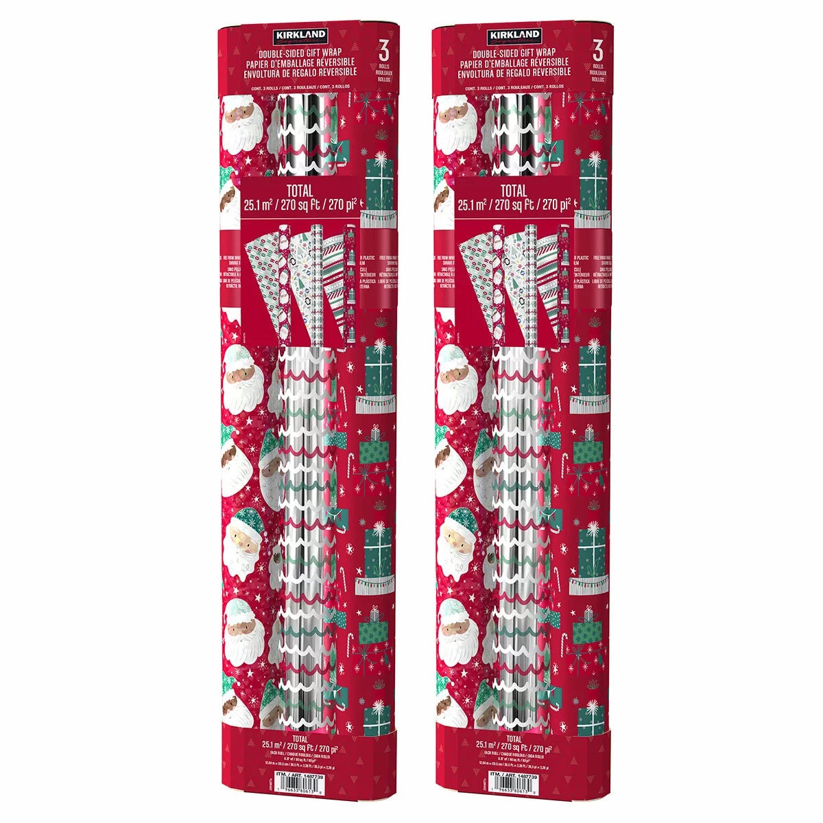 540 Sq ft Christmas Trio Wrap Pack - Red/White