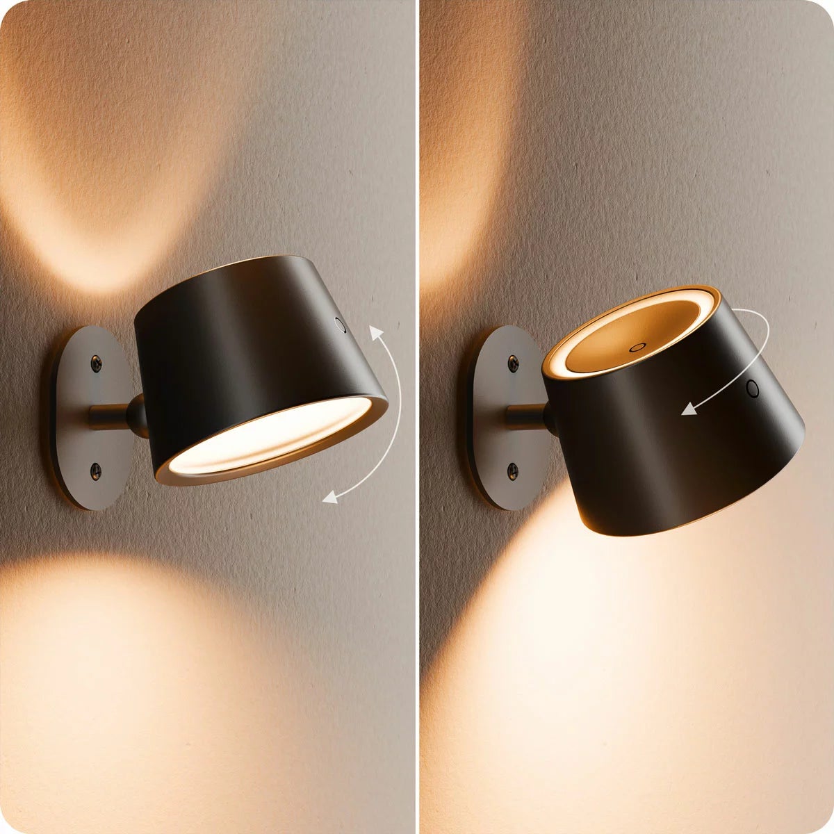 Globe Rechargeable Black Portable Wall Light, 2 Pack, view 3