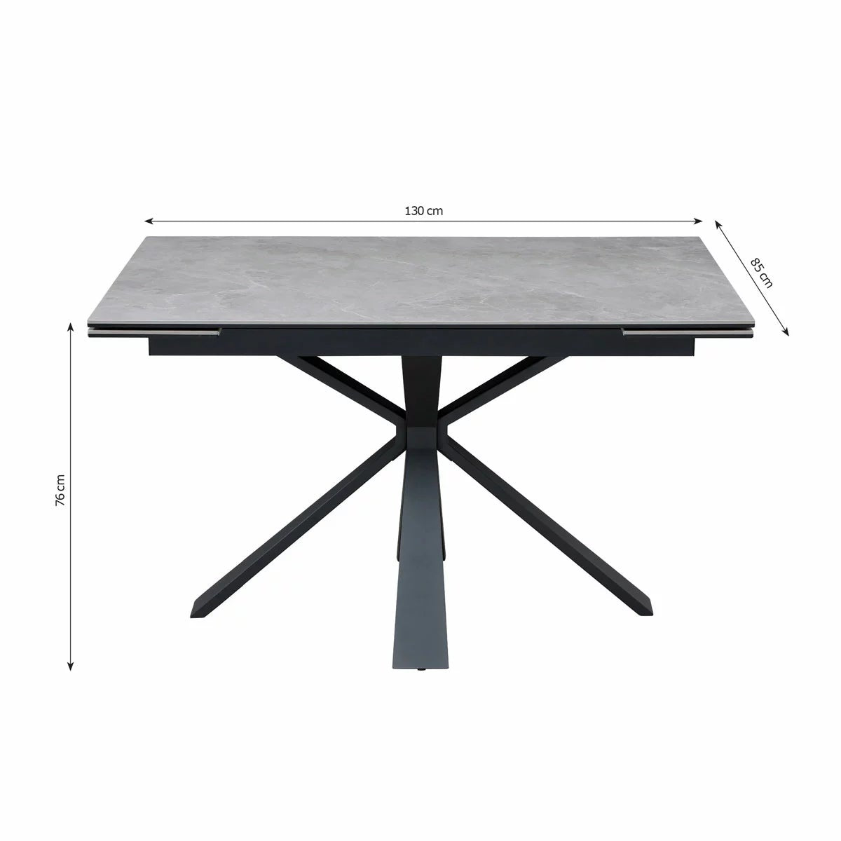 Jordan Ceramic Extending Dining Table + 6 Grey Chairs, Seats 6-8, view 3