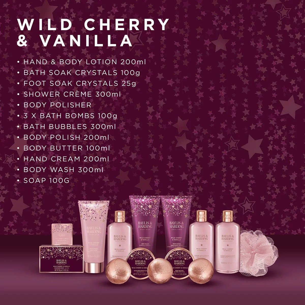 Baylis & Harding Ultimate Pamper Gift Set, Wild Cherry and Vanilla, view 3