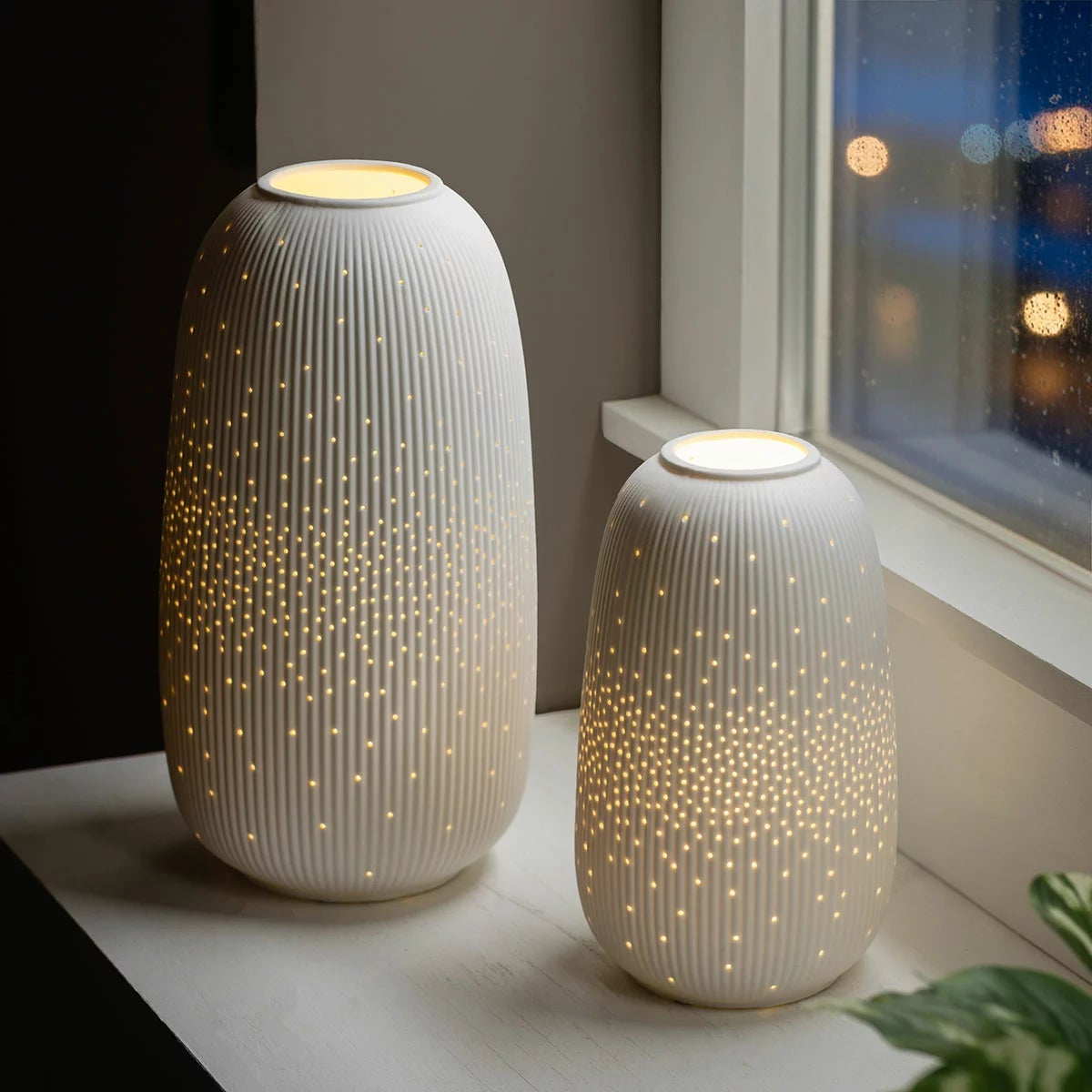 Evergreen LED Porcelain Lantern, 2 Piece Set, view 16