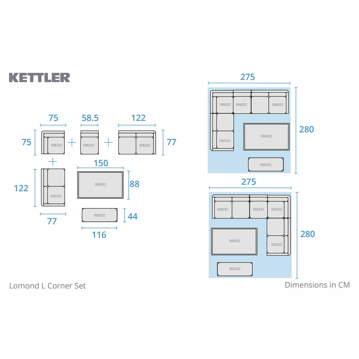 Kettler Lomond Modular Deep Seating Corner Patio Set, view 2