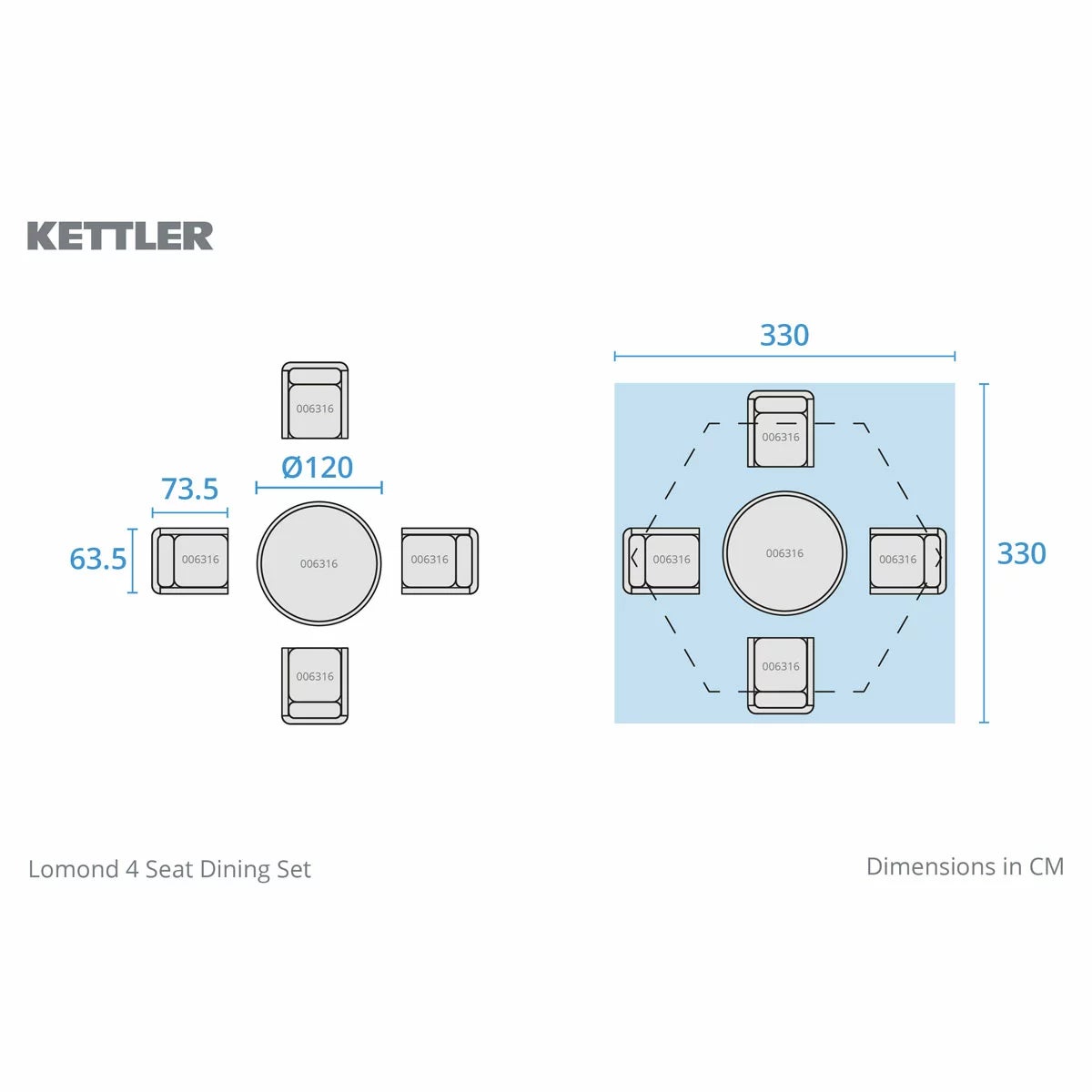 Kettler Lomond 4 Piece Wicker Dining Set, view 2