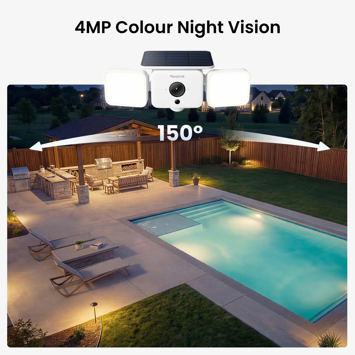 Reolink 2K 4MP 150° Solar Ease Battery WIFI Floodlight Security Camera with Colour Night Vision - 2 Pack, view 3