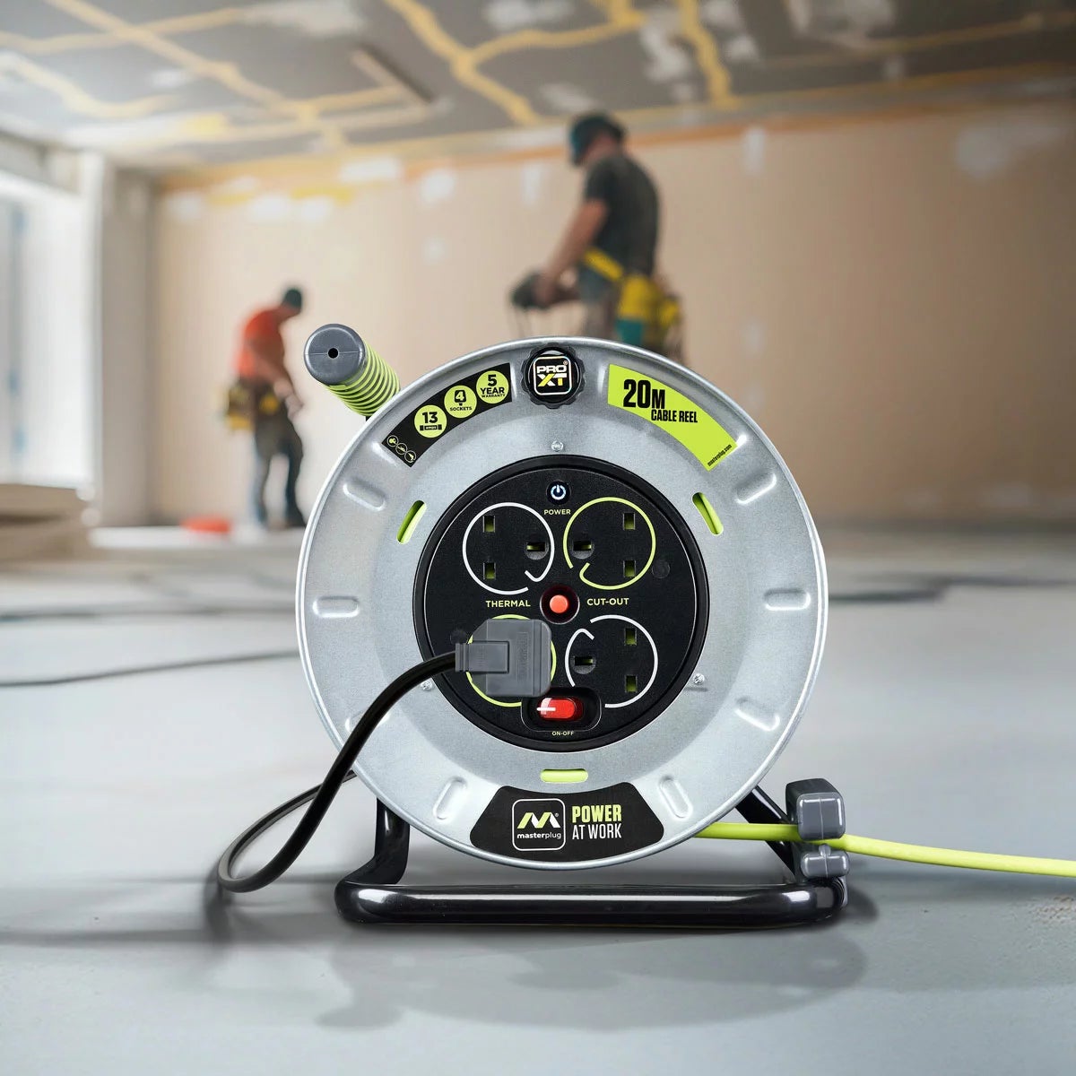 Masterplug 20m Pro-XT 4 Socket, 13A Metal Open Cable Reel, view 2