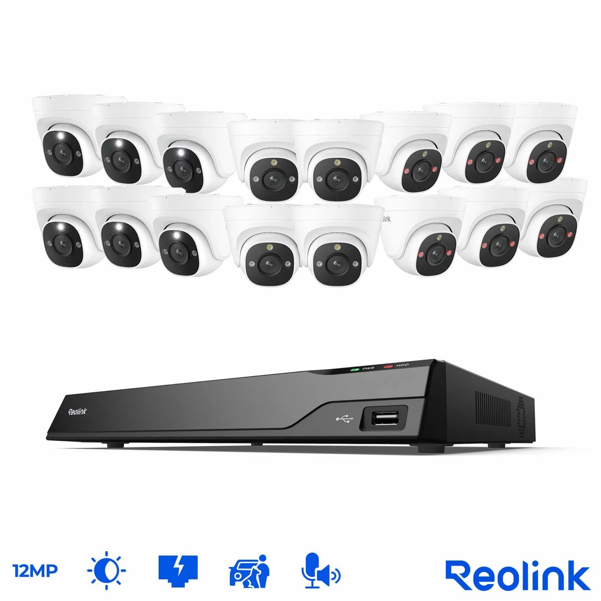Reolink 12MP (4K+) UHD NVR PoE 16 x Channel / 16 x Turret Cameras with 4TB HDD