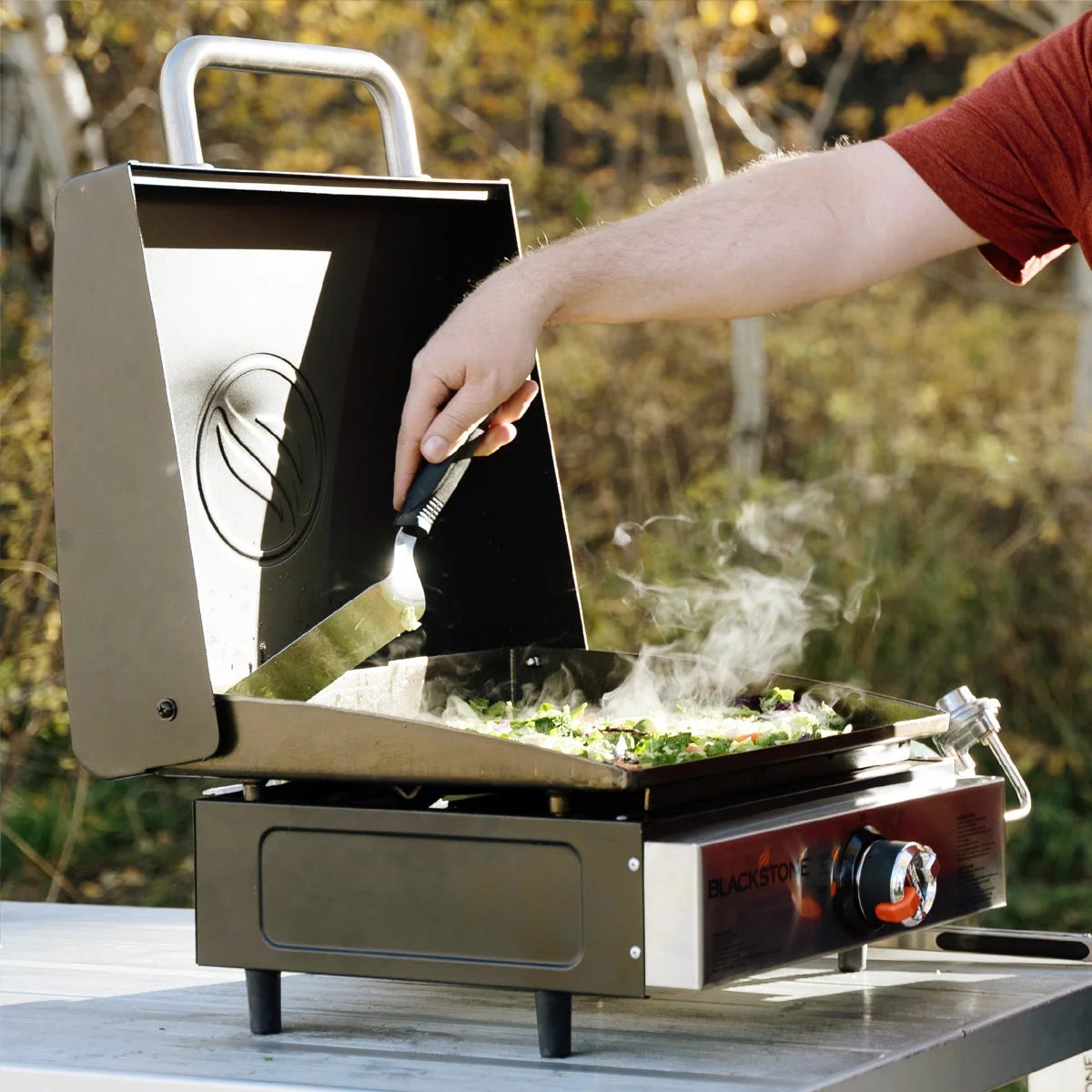 Blackstone 17" Tabletop Gas Griddle with Hood, view 3
