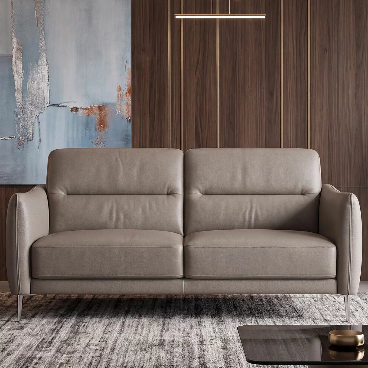 Nicoletti Jupiter Grey Leather Large 2 Seater Sofa