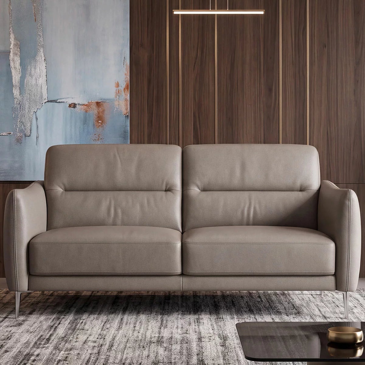 Nicoletti Jupiter Grey Leather 2 Seater Sofa