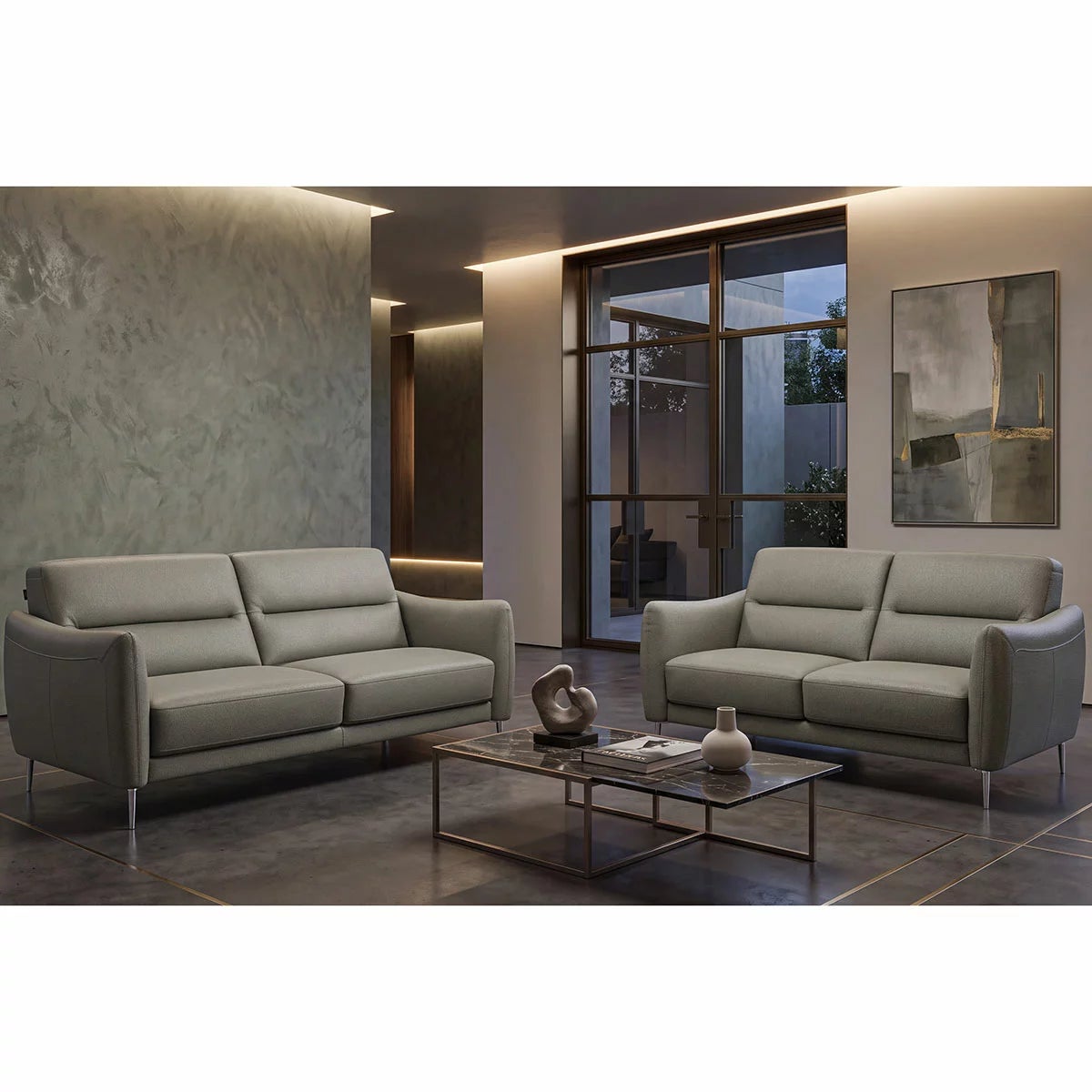 Nicoletti Jupiter Grey Leather Large 2 Seater Sofa, view 6