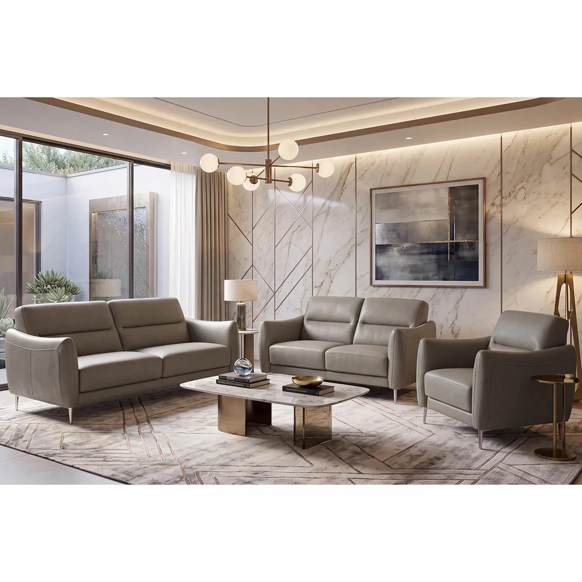 Nicoletti Jupiter Grey Leather 2 Seater Sofa, view 6