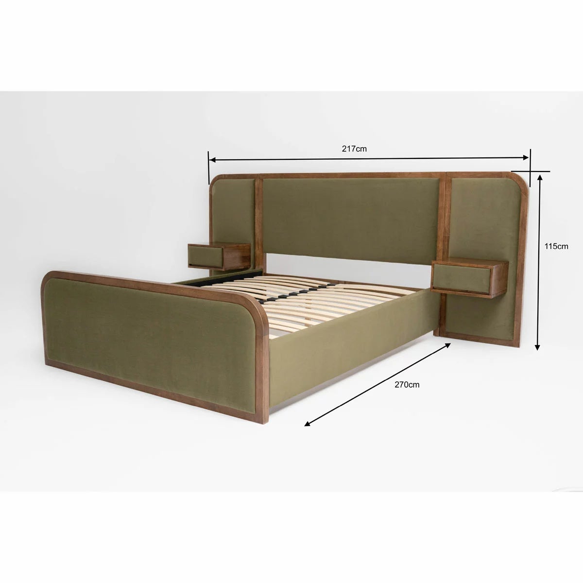 Travis Bed Green Velvet Bed Frame in 2 Sizes, view 13