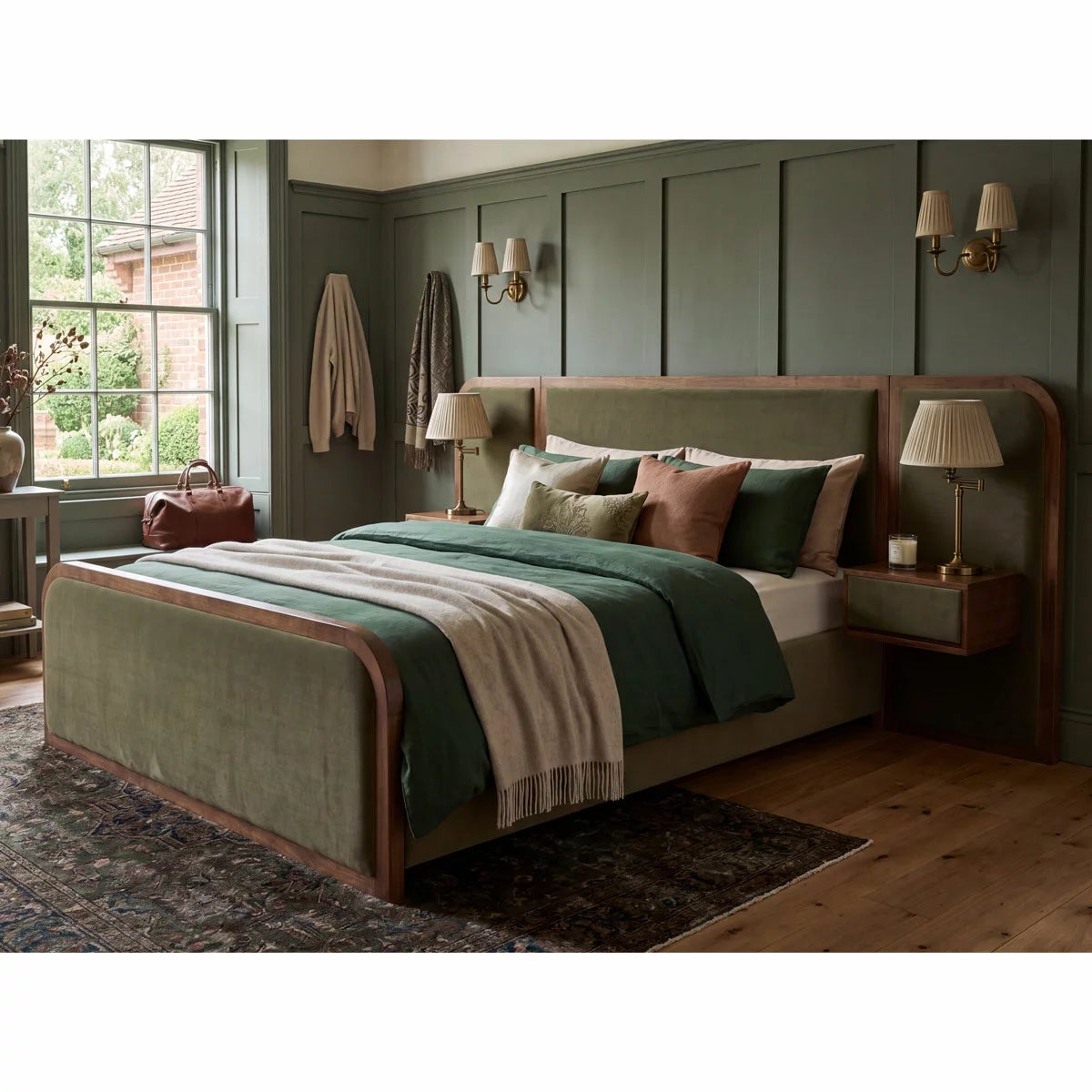 Travis Bed Green Velvet Bed Frame in 2 Sizes, view 12