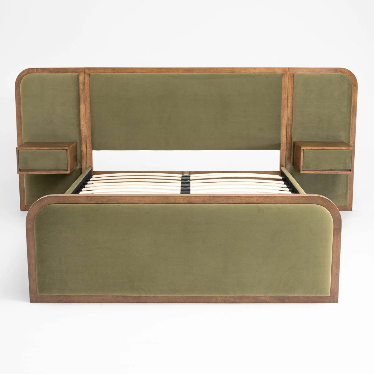 Travis Bed Green Velvet Bed Frame in 2 Sizes, view 14
