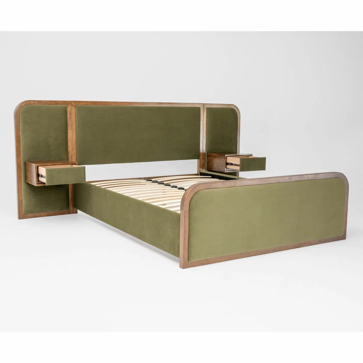Travis Bed Green Velvet Bed Frame in 2 Sizes, view 15