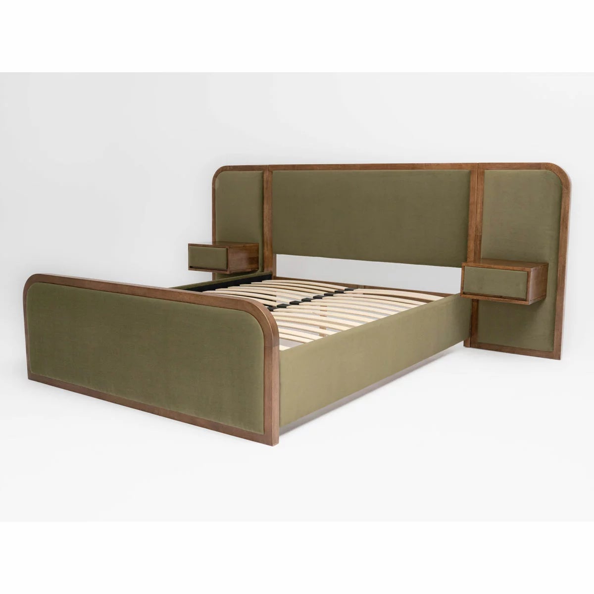 Travis Bed Green Velvet Bed Frame in 2 Sizes, view 16