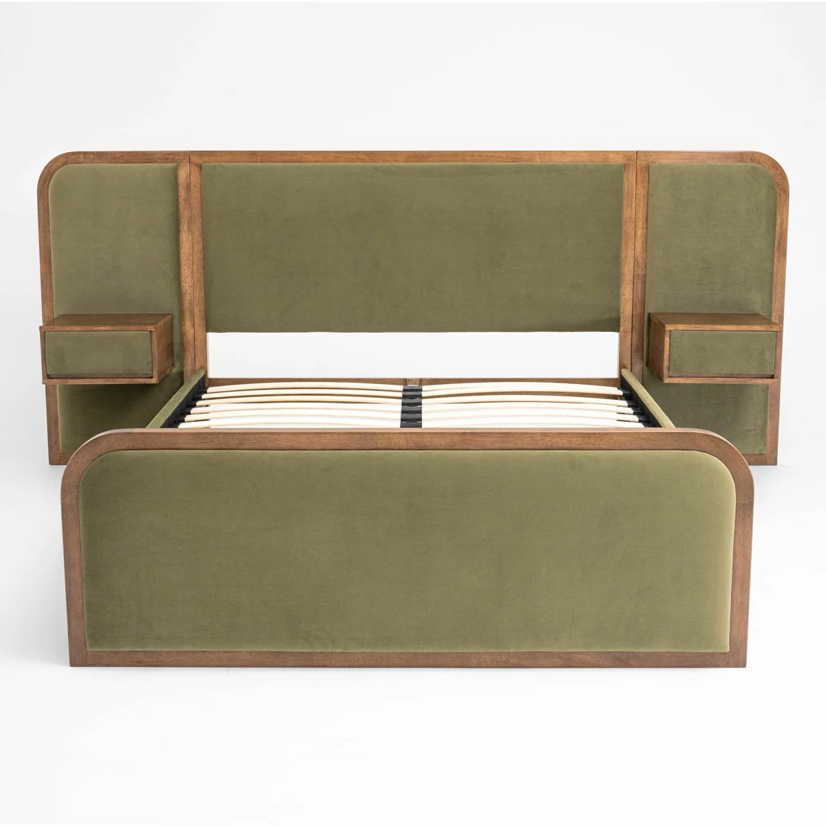 Travis Bed Green Velvet Bed Frame in 2 Sizes, view 8