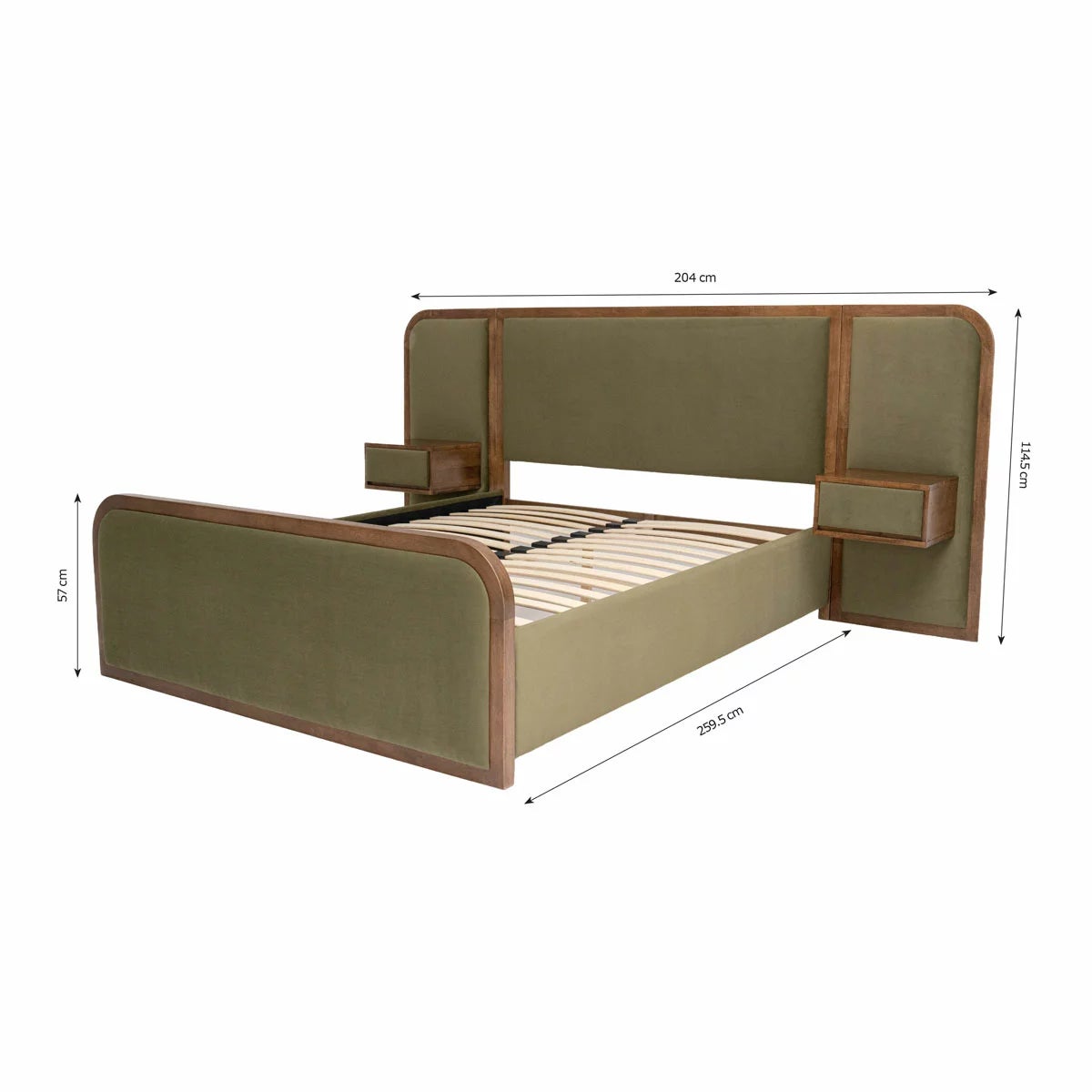 Travis Bed Green Velvet Bed Frame in 2 Sizes, view 7