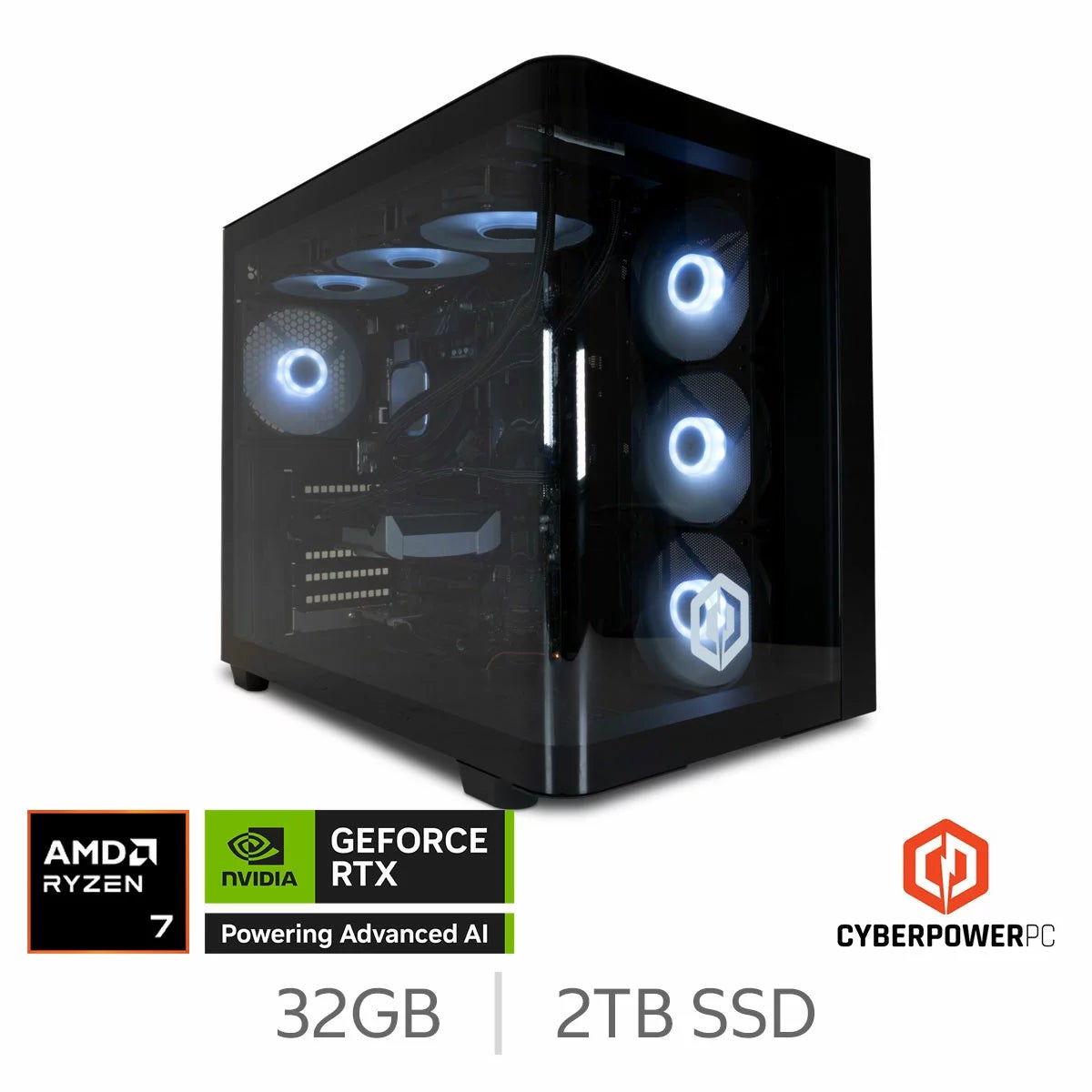 CyberPower, AMD Ryzen 7, 32GB RAM, 2TB SSD, NVIDIA GeForce RTX 5080, Gaming Desktop PC