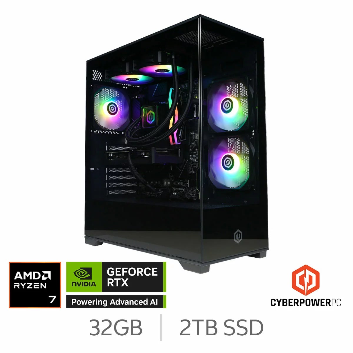CyberPower, AMD Ryzen 7 9800X3D, 32GB RAM, 2TB SSD, NVIDIA GeForce RTX 5070 Ti, Gaming Desktop PC
