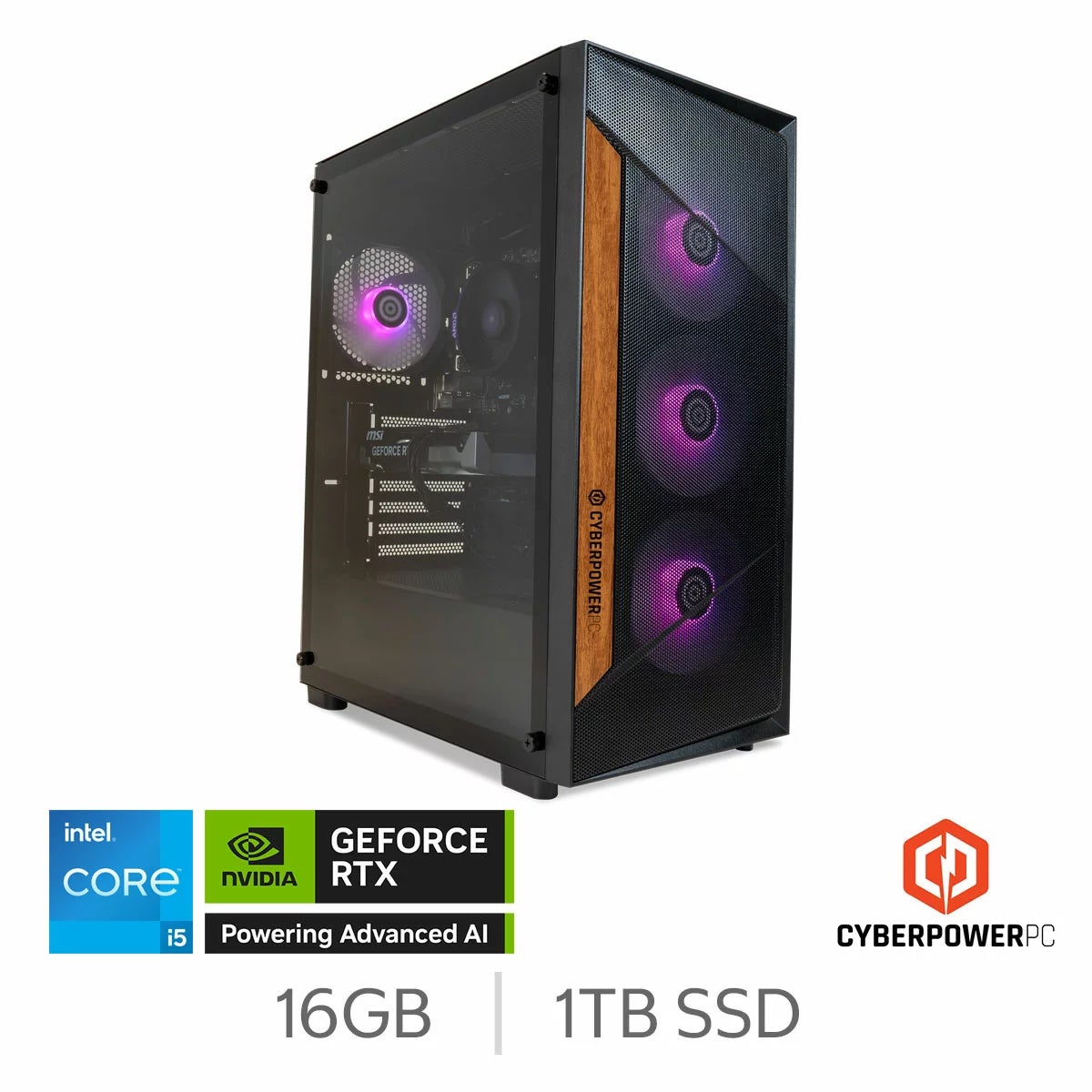 CyberPower, Intel Core i5, 16GB RAM, 1TB SSD, NVIDIA GeForce RTX 5060, Gaming Desktop PC
