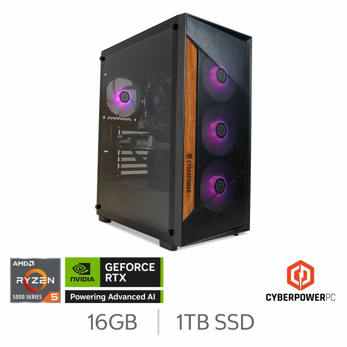 CyberPower, AMD Ryzen 5, 16GB RAM, 1TB SSD, NVIDIA GeForce RTX 5060, Gaming Desktop PC
