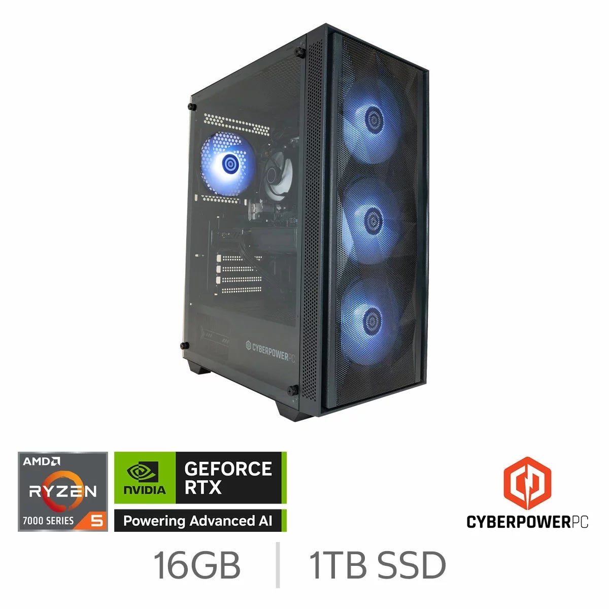 CyberPower, AMD Ryzen 5, 16GB RAM, 1TB SSD, NVIDIA GeForce RTX 5060, Gaming Desktop PC