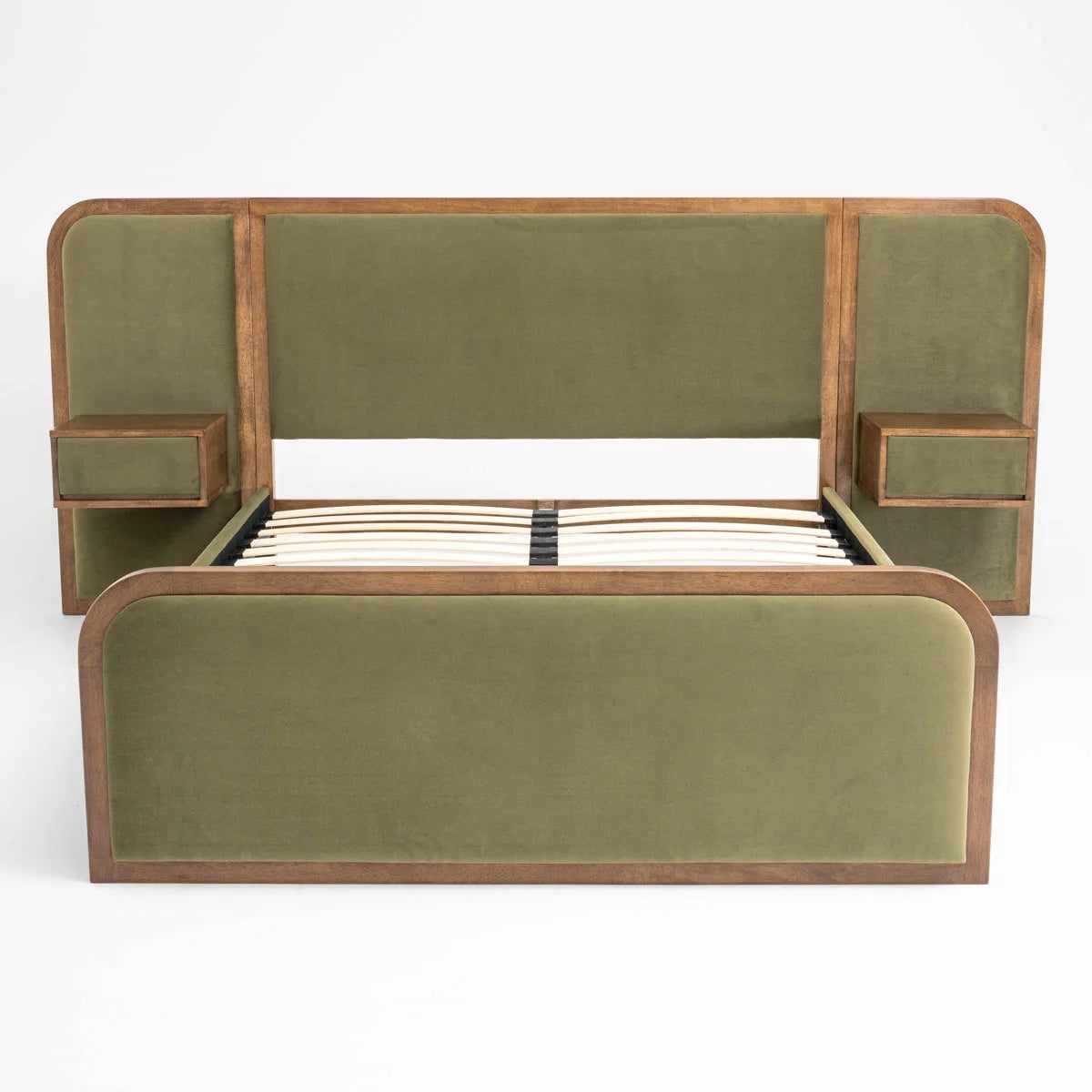 Travis Bed Green Velvet Bed Frame in 2 Sizes, view 2
