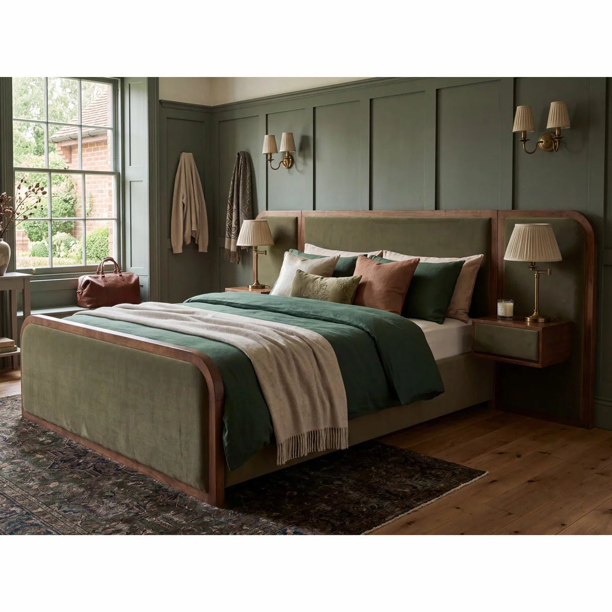 Travis Bed Green Velvet Bed Frame in 2 Sizes
