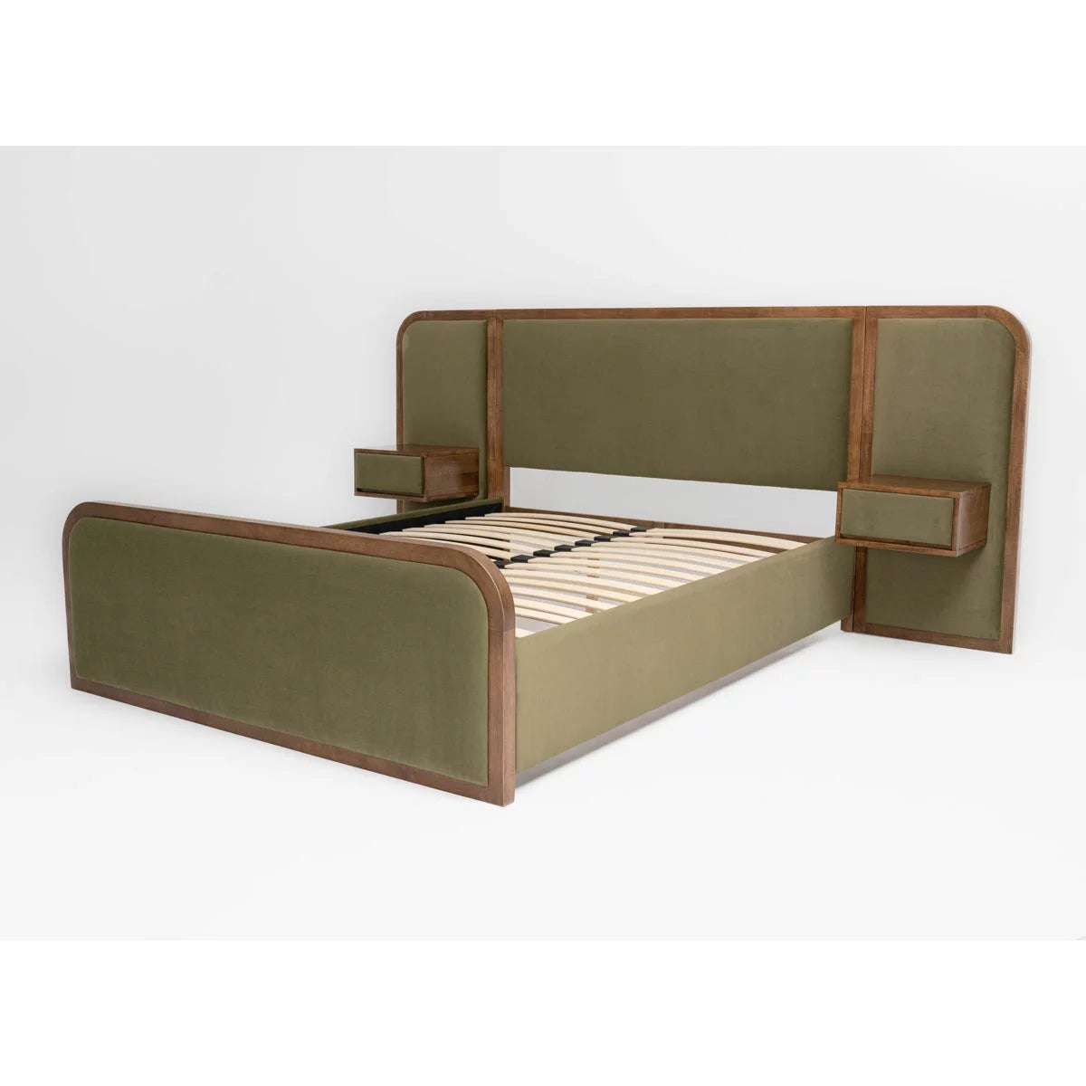 Travis Bed Green Velvet Bed Frame in 2 Sizes, view 4