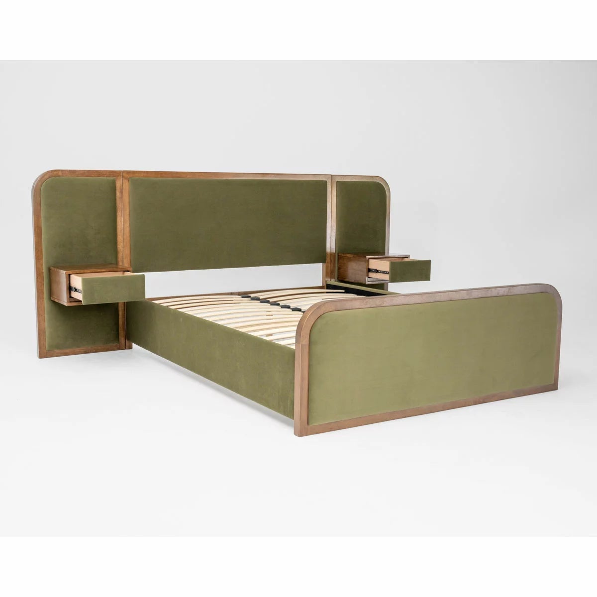 Travis Bed Green Velvet Bed Frame in 2 Sizes, view 3