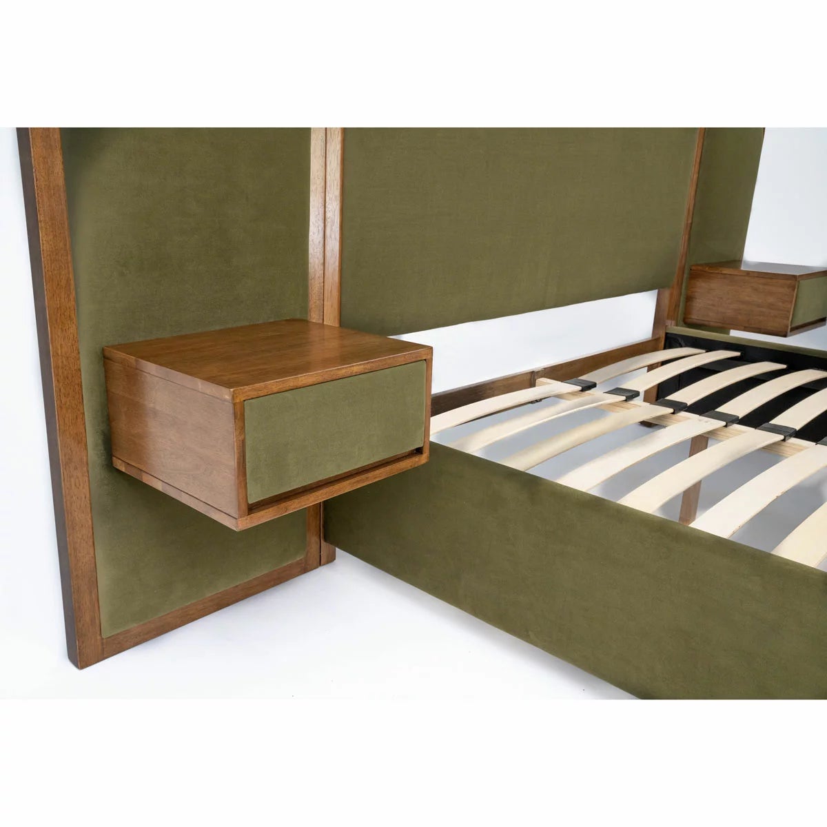 Travis Bed Green Velvet Bed Frame in 2 Sizes, view 5
