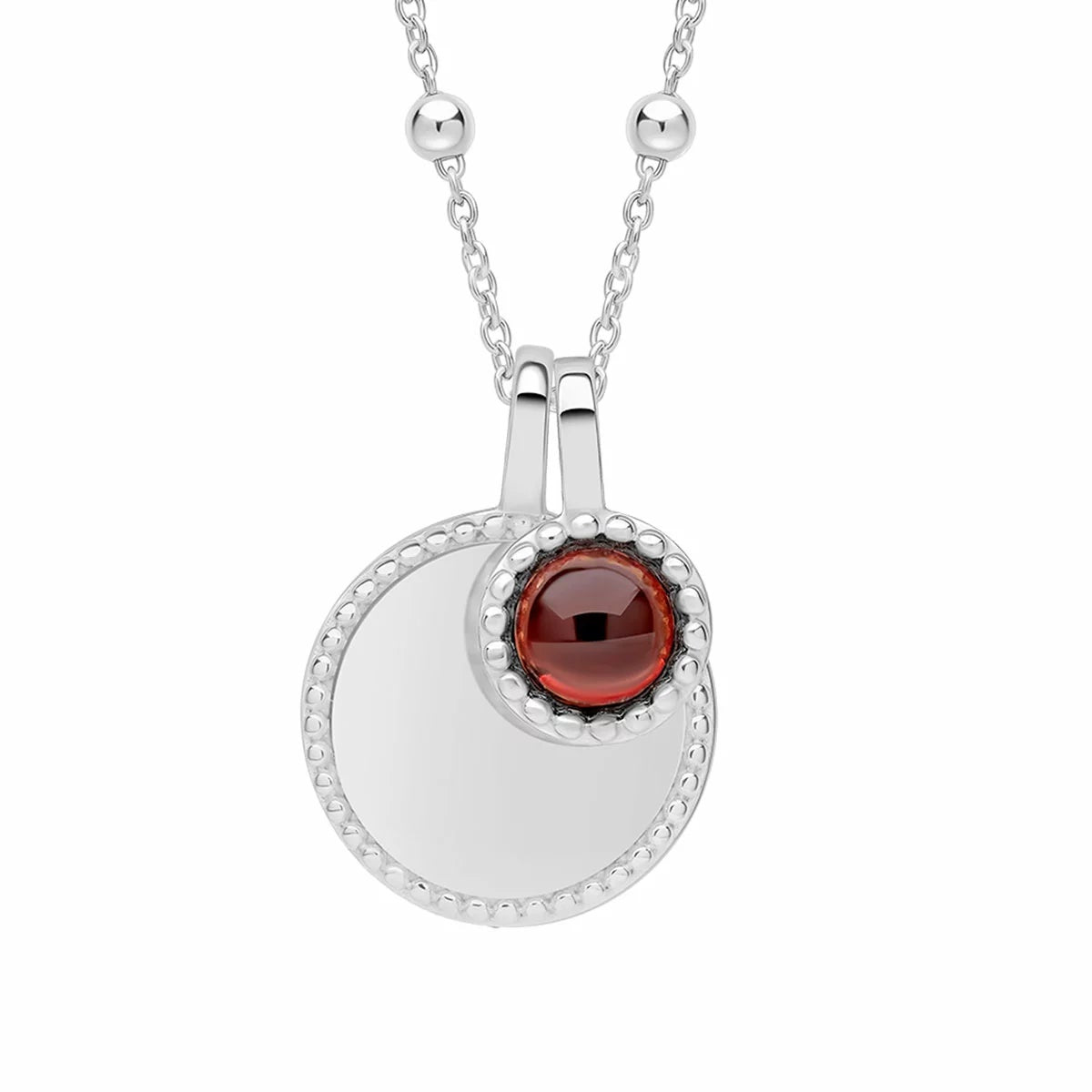 Beginnings Recycled Sterling Silver Semi-Precious Birthstone Pendant Necklace & Disc on Chain, Personalisation Available, view 7