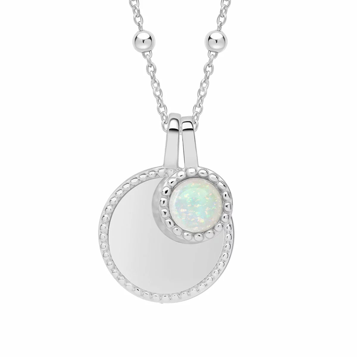 Beginnings Recycled Sterling Silver Semi-Precious Birthstone Pendant Necklace & Disc on Chain, Personalisation Available
