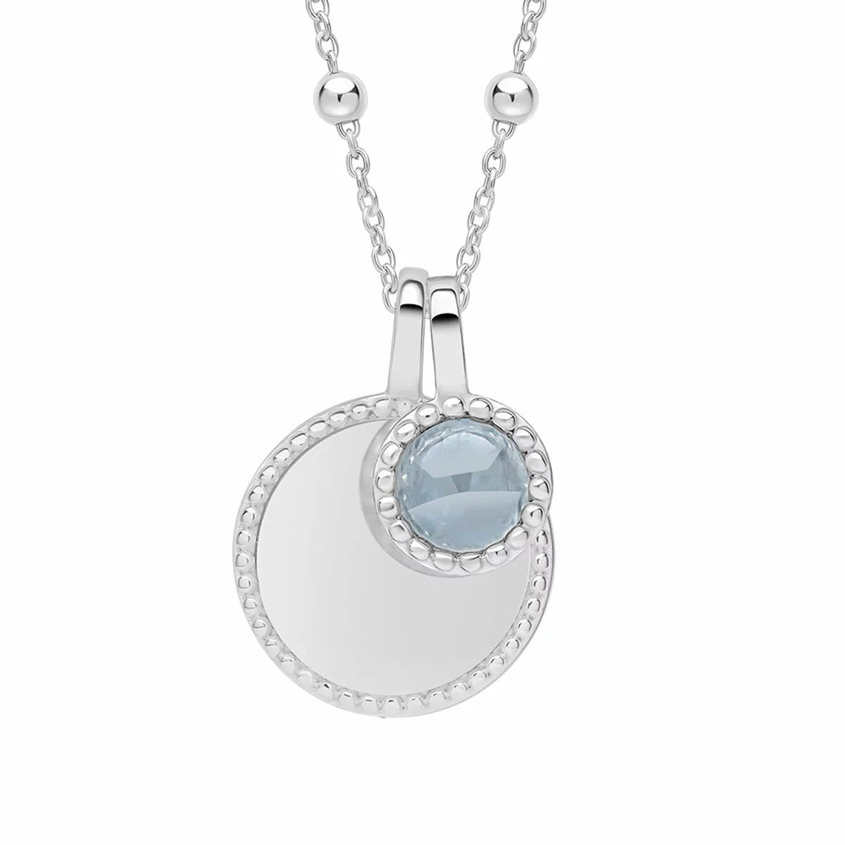 Beginnings Recycled Sterling Silver Semi-Precious Birthstone Pendant Necklace & Disc on Chain, Personalisation Available, view 13