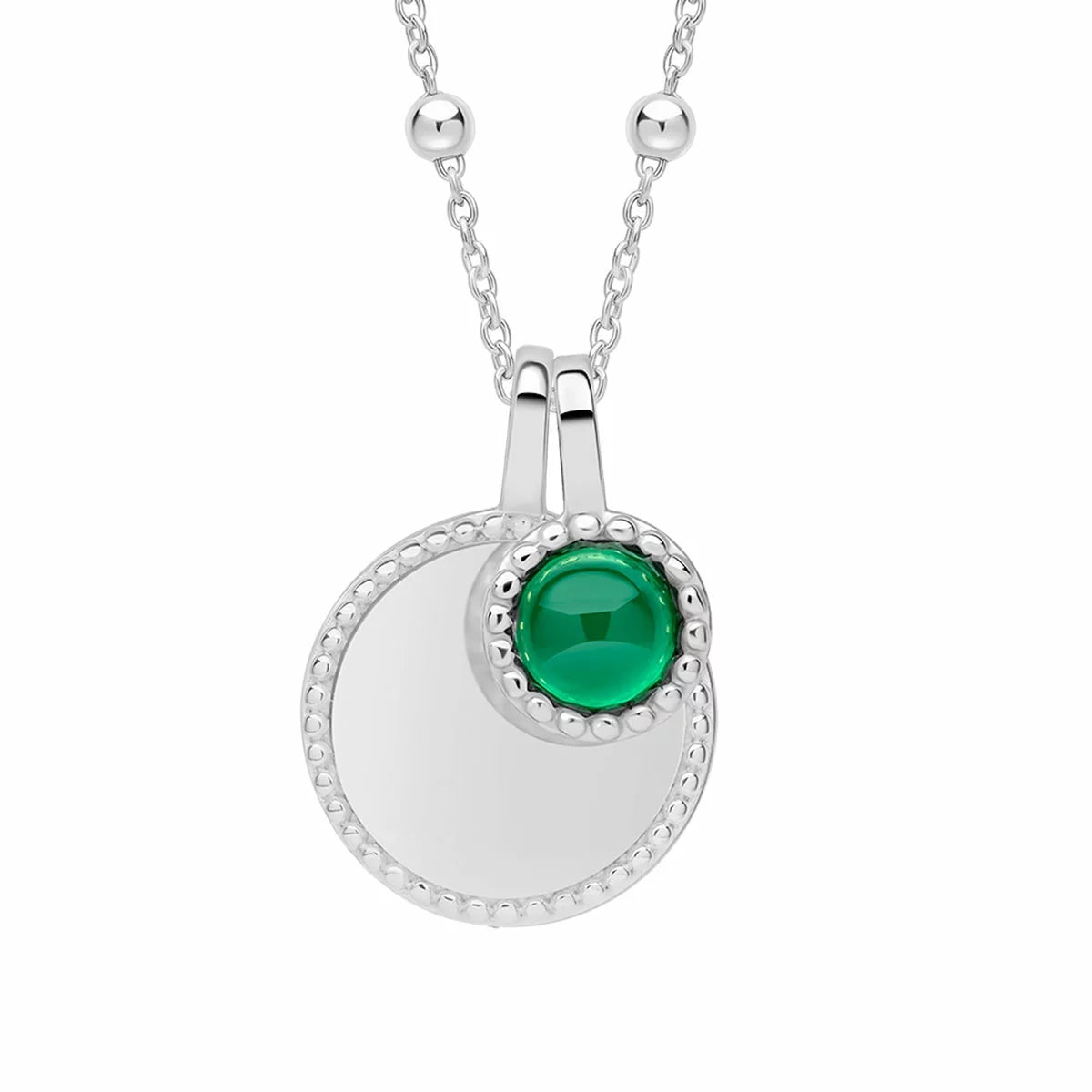 Beginnings Recycled Sterling Silver Semi-Precious Birthstone Pendant Necklace & Disc on Chain, Personalisation Available, view 19