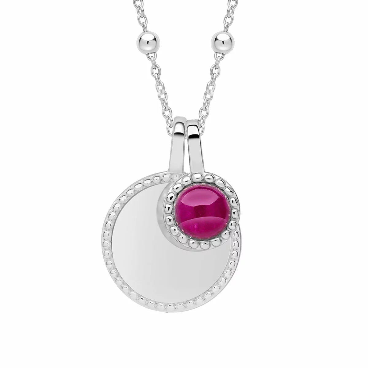 Beginnings Recycled Sterling Silver Semi-Precious Birthstone Pendant Necklace & Disc on Chain, Personalisation Available, view 25