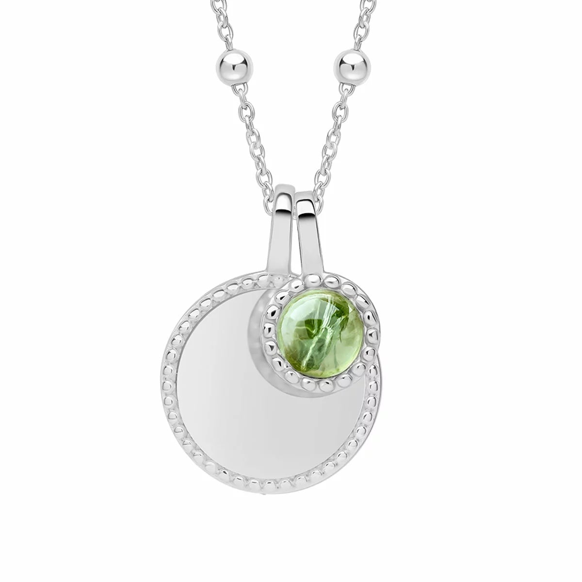 Beginnings Recycled Sterling Silver Semi-Precious Birthstone Pendant Necklace & Disc on Chain, Personalisation Available, view 28