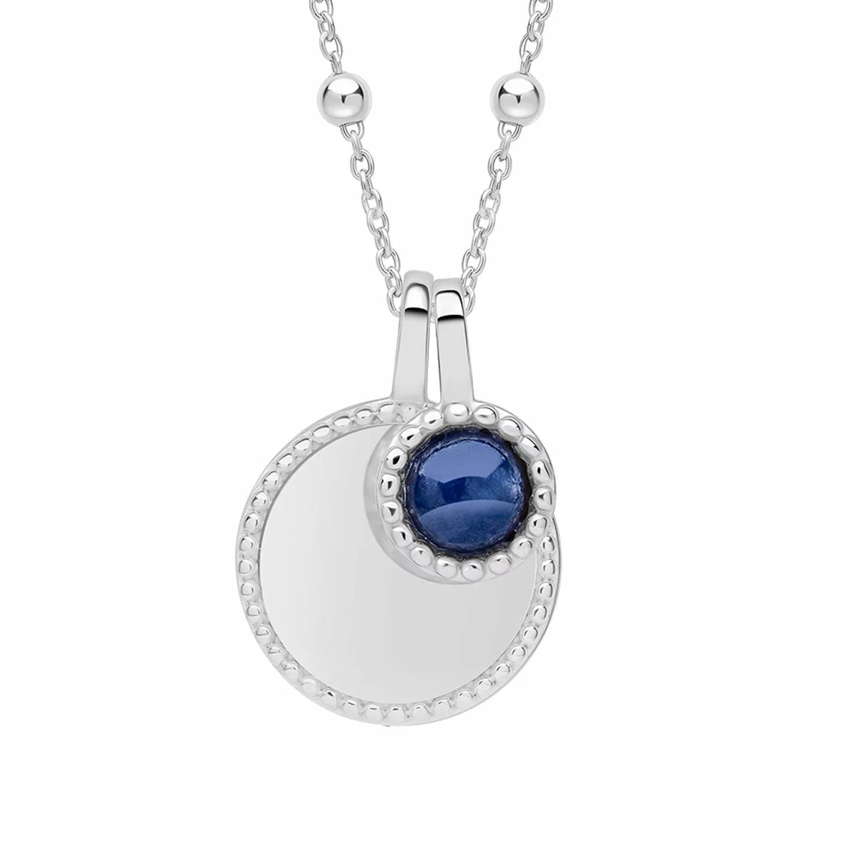 Beginnings Recycled Sterling Silver Semi-Precious Birthstone Pendant Necklace & Disc on Chain, Personalisation Available, view 31