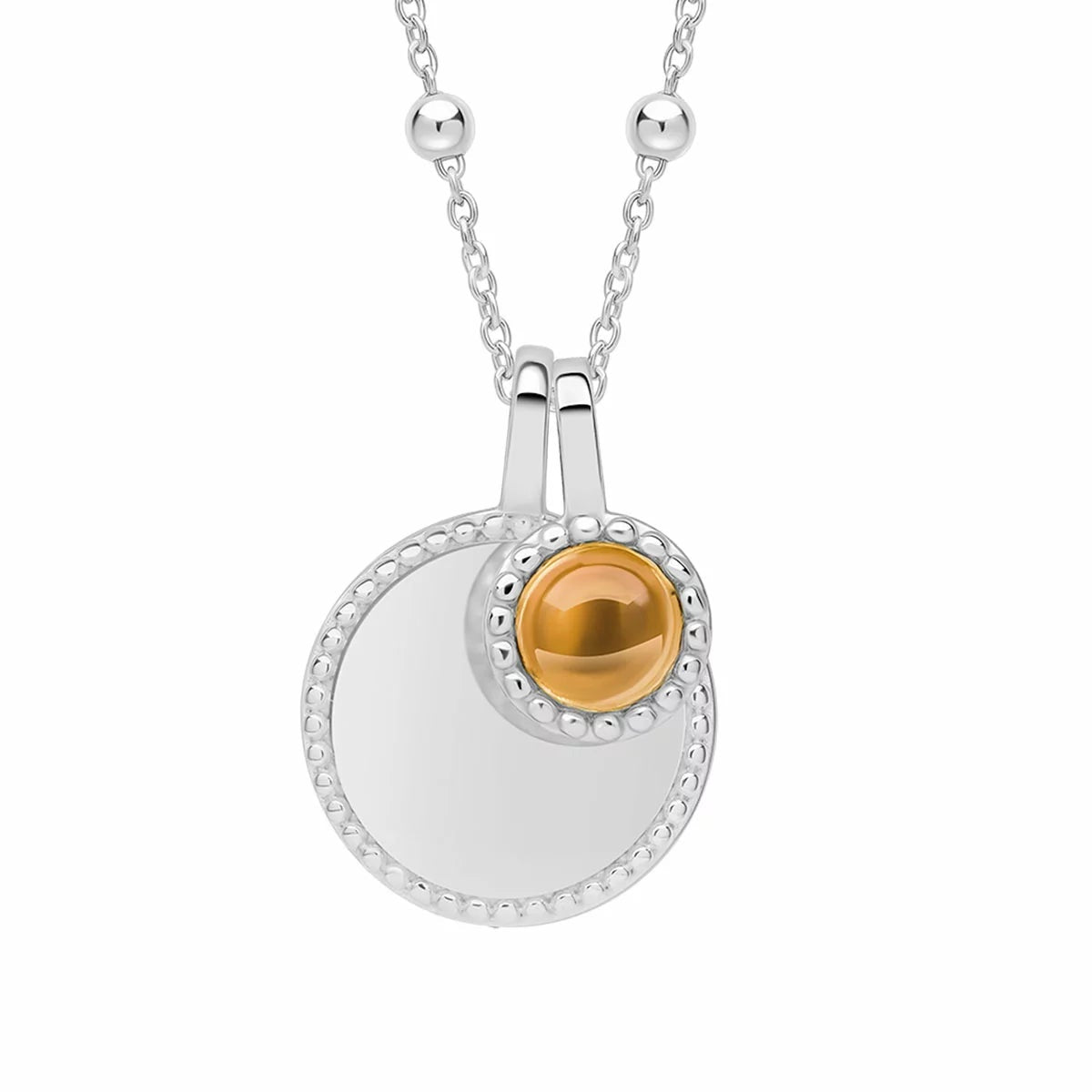 Beginnings Recycled Sterling Silver Semi-Precious Birthstone Pendant Necklace & Disc on Chain, Personalisation Available, view 37