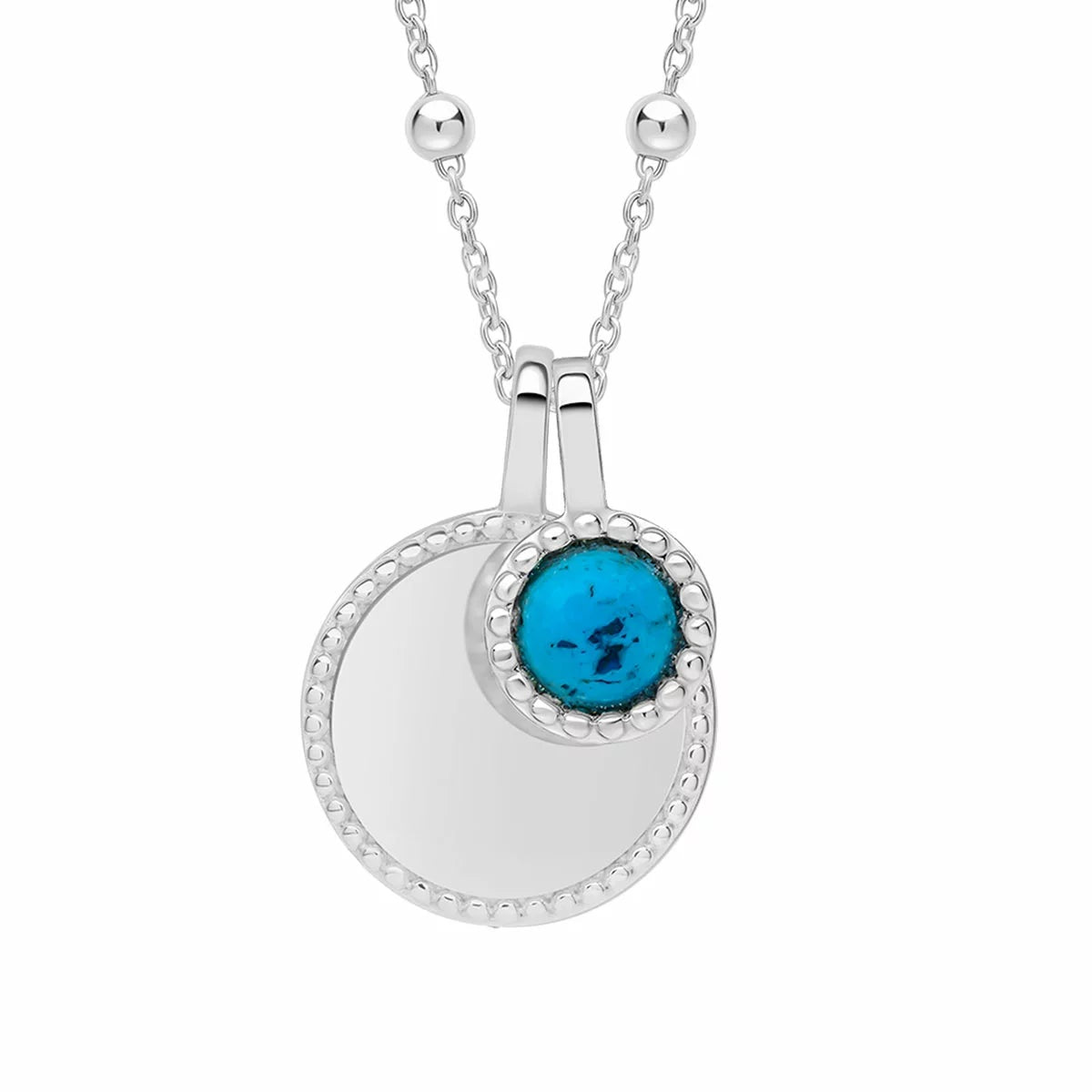 Beginnings Recycled Sterling Silver Semi-Precious Birthstone Pendant Necklace & Disc on Chain, Personalisation Available, view 40