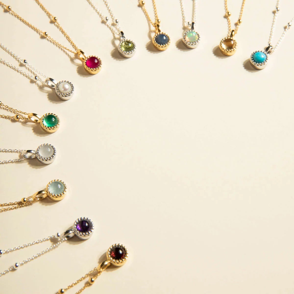 Beginnings Gold Plated Sterling Silver Semi-Precious Birthstone Pendant Necklace & Disc on Chain, Personalisation Available, view 8