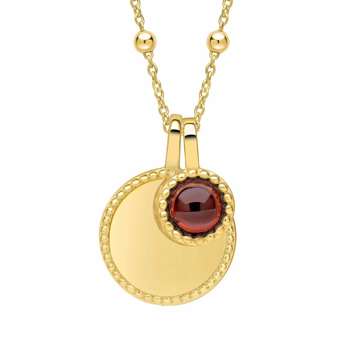 Beginnings Gold Plated Sterling Silver Semi-Precious Birthstone Pendant Necklace & Disc on Chain, Personalisation Available, view 9
