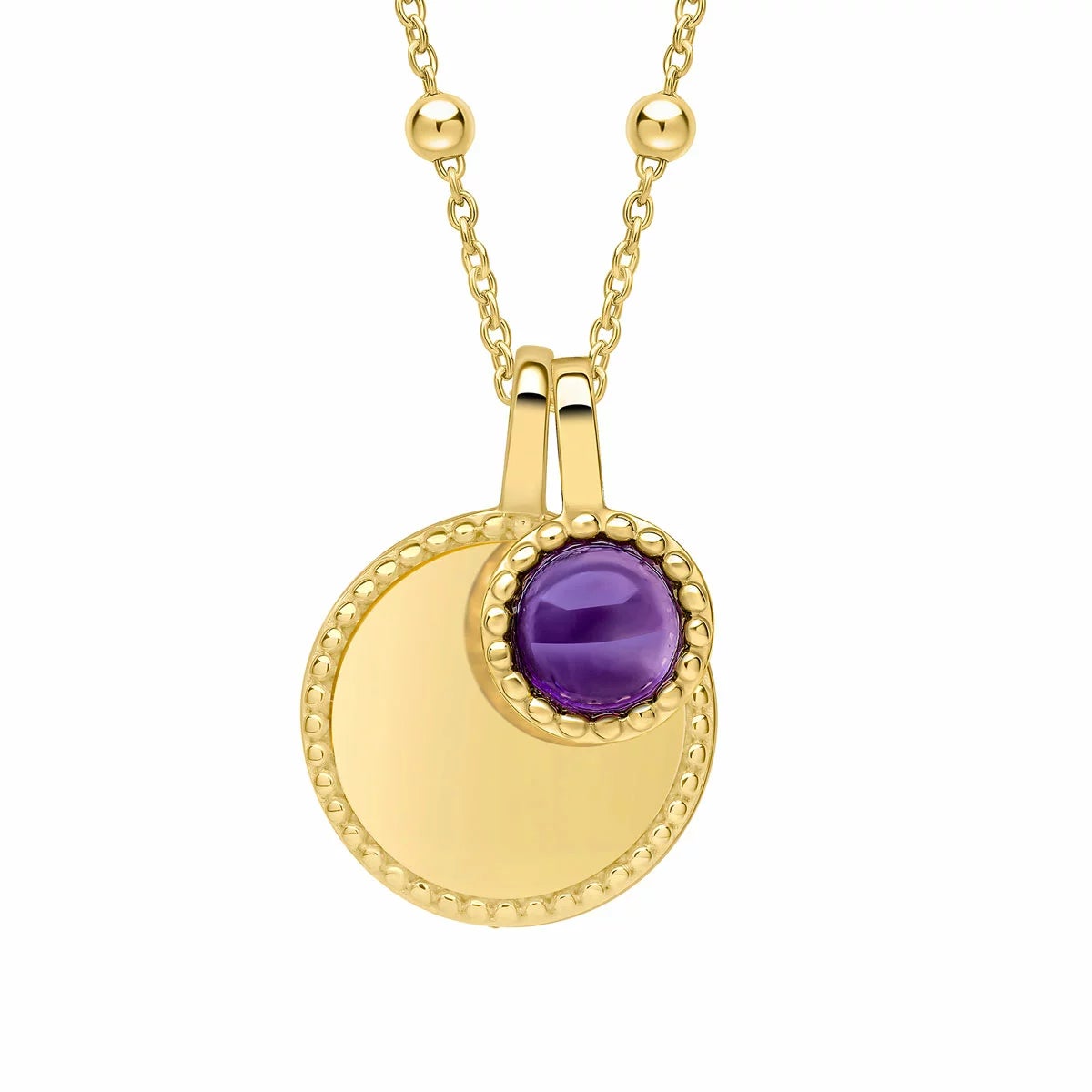 Beginnings Gold Plated Sterling Silver Semi-Precious Birthstone Pendant Necklace & Disc on Chain, Personalisation Available, view 12