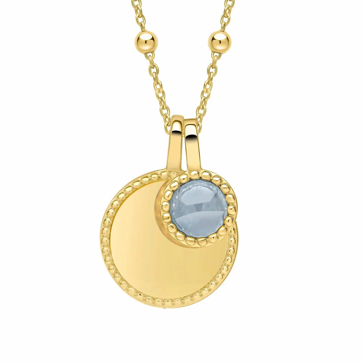 Beginnings Gold Plated Sterling Silver Semi-Precious Birthstone Pendant Necklace & Disc on Chain, Personalisation Available, view 15
