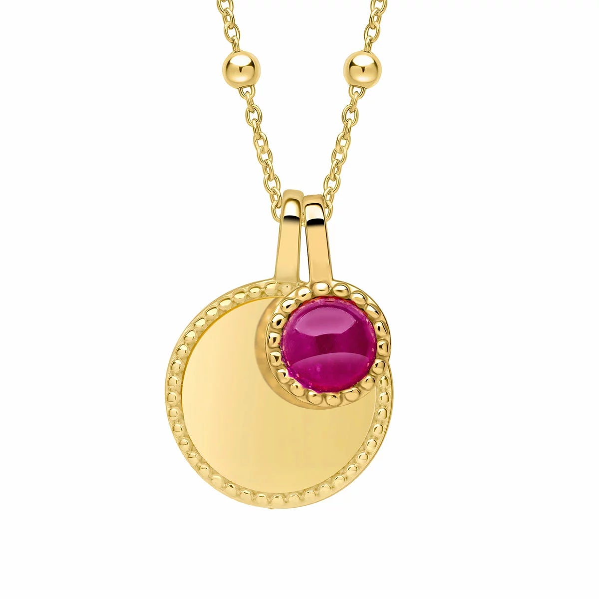 Beginnings Gold Plated Sterling Silver Semi-Precious Birthstone Pendant Necklace & Disc on Chain, Personalisation Available, view 27