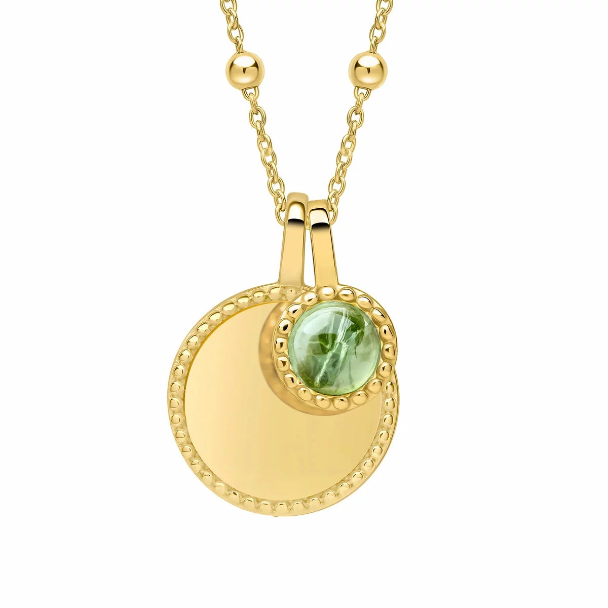 Beginnings Gold Plated Sterling Silver Semi-Precious Birthstone Pendant Necklace & Disc on Chain, Personalisation Available, view 30