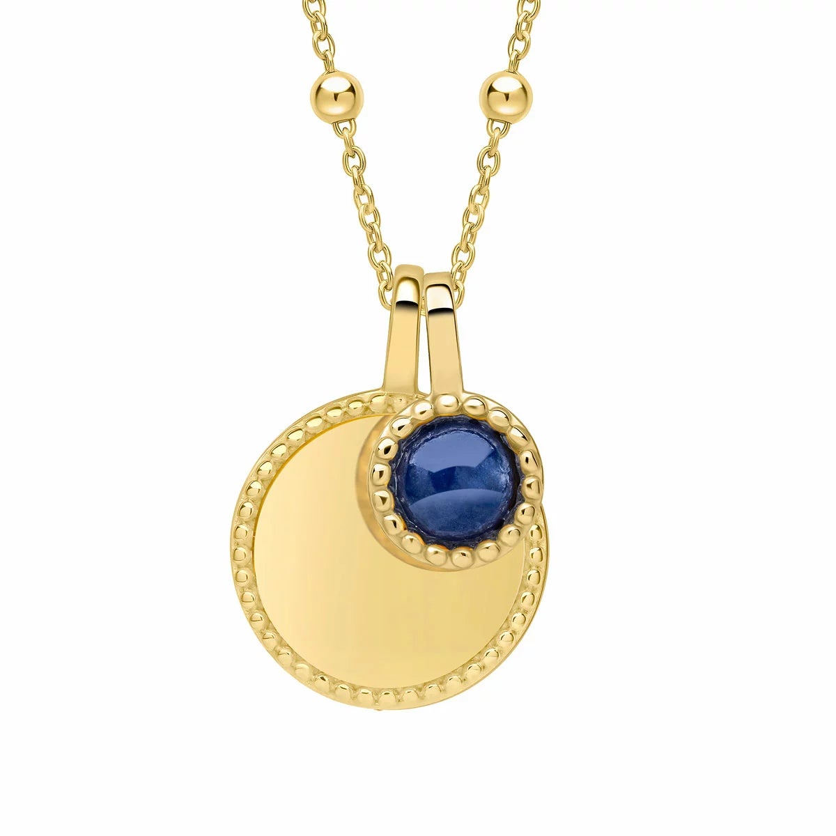 Beginnings Gold Plated Sterling Silver Semi-Precious Birthstone Pendant Necklace & Disc on Chain, Personalisation Available, view 33