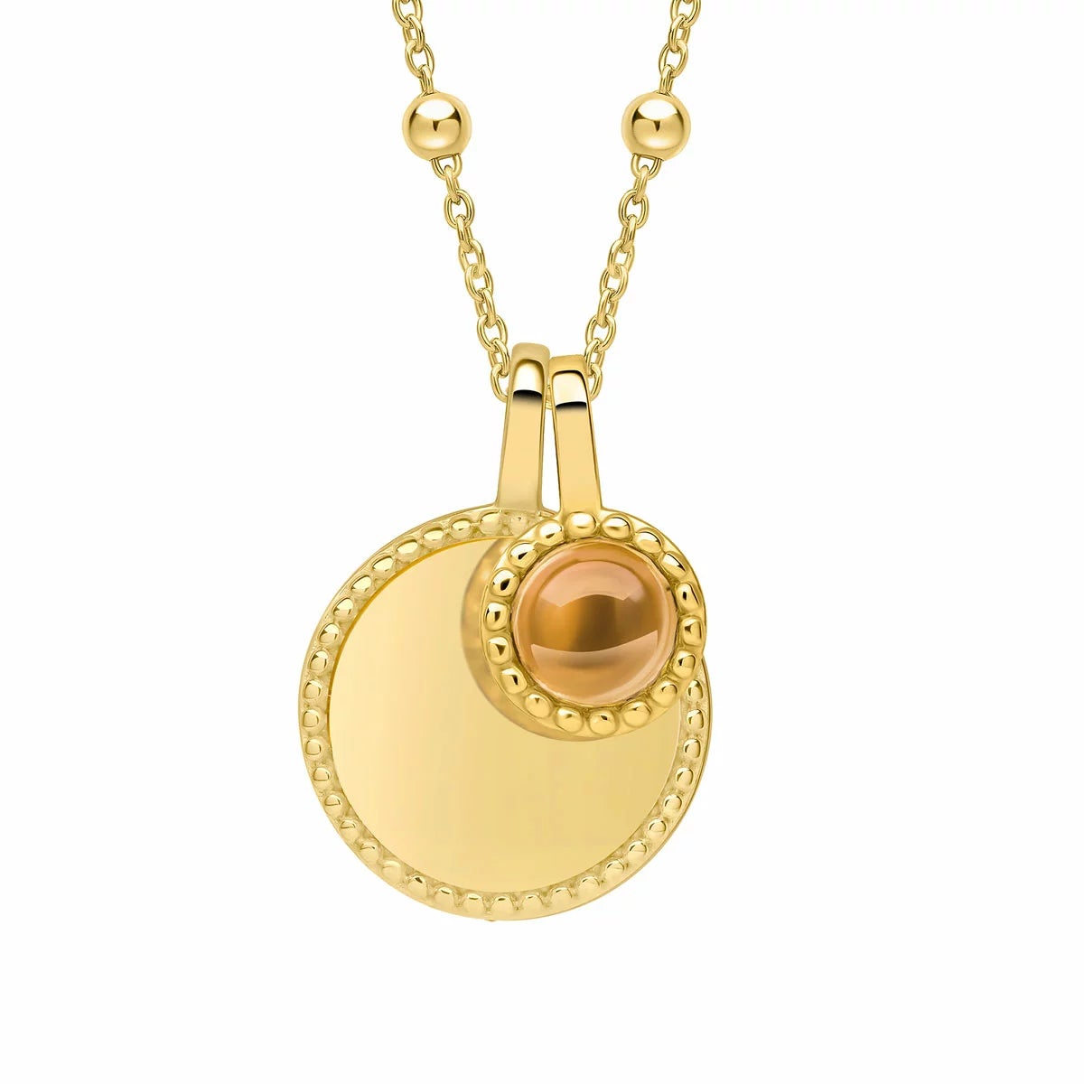 Beginnings Gold Plated Sterling Silver Semi-Precious Birthstone Pendant Necklace & Disc on Chain, Personalisation Available, view 39