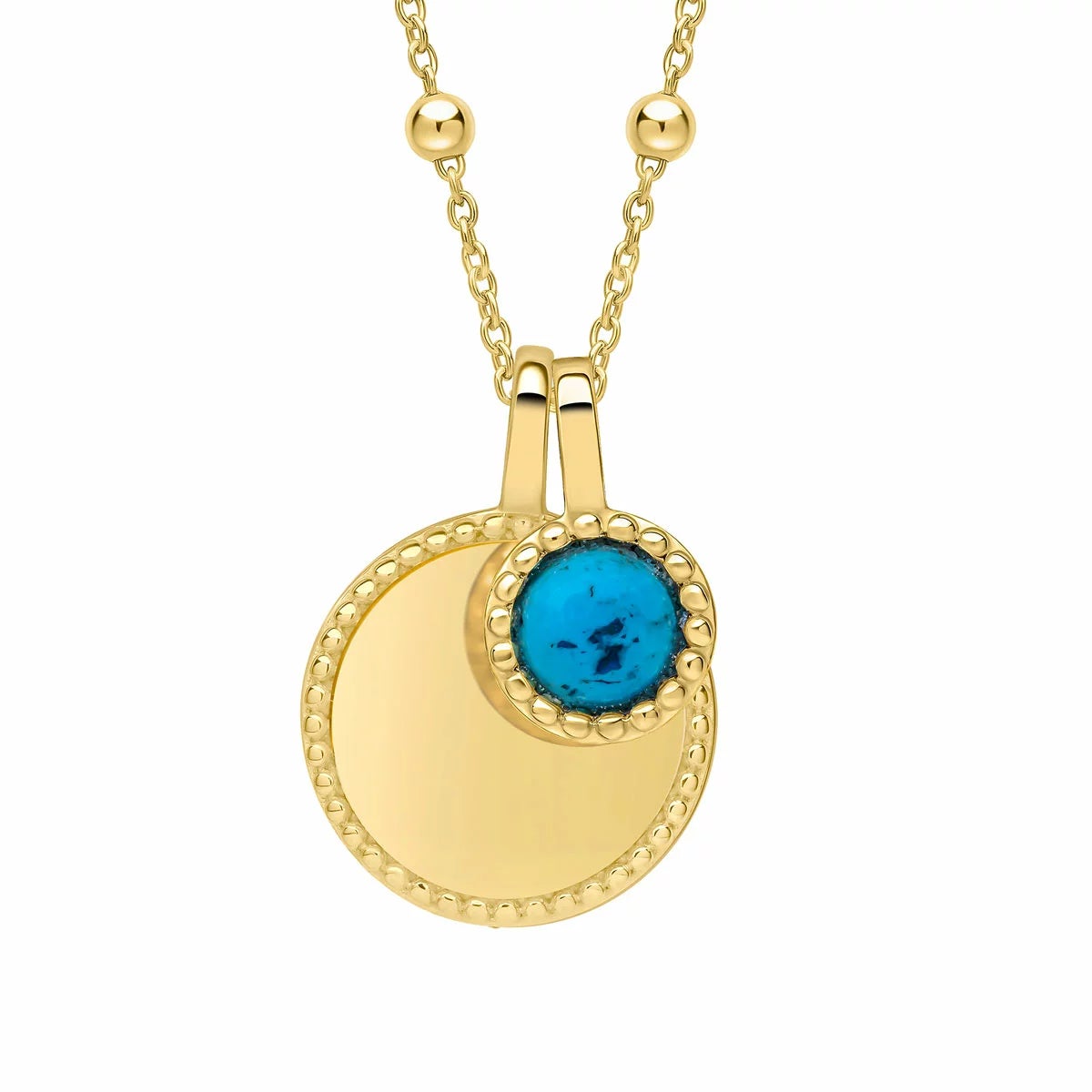 Beginnings Gold Plated Sterling Silver Semi-Precious Birthstone Pendant Necklace & Disc on Chain, Personalisation Available, view 42
